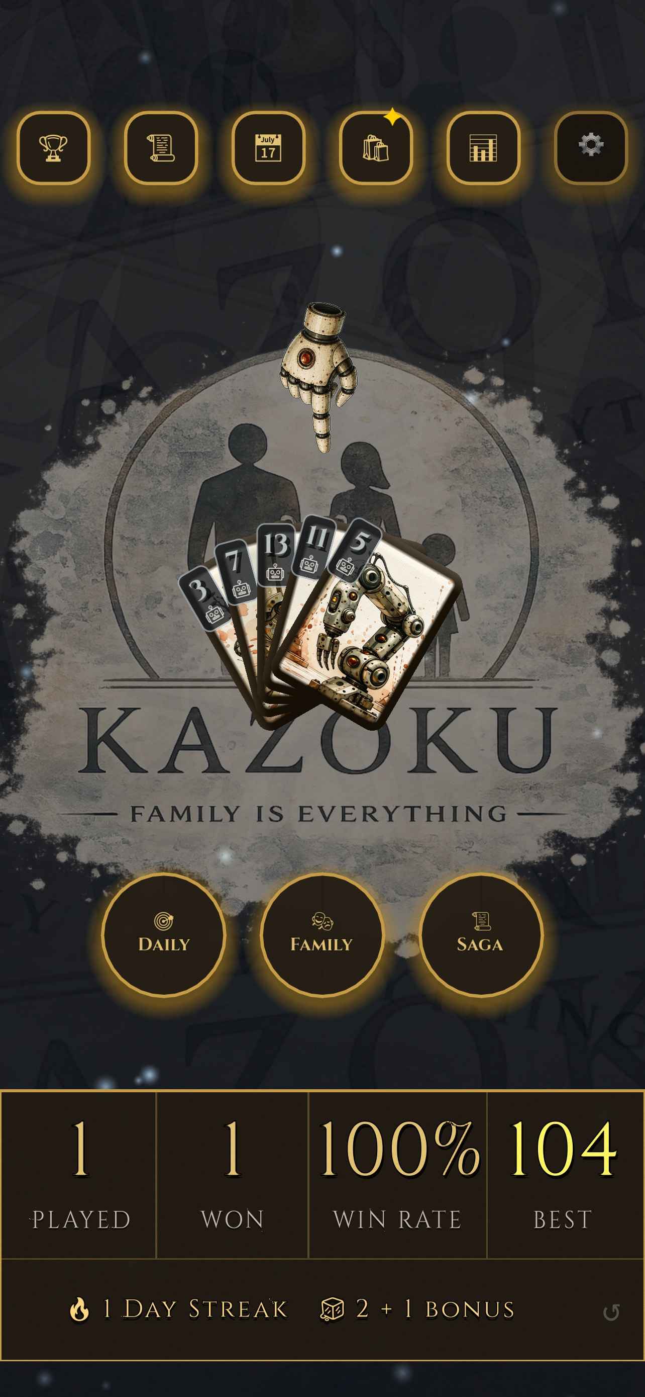 Kazoku main menu